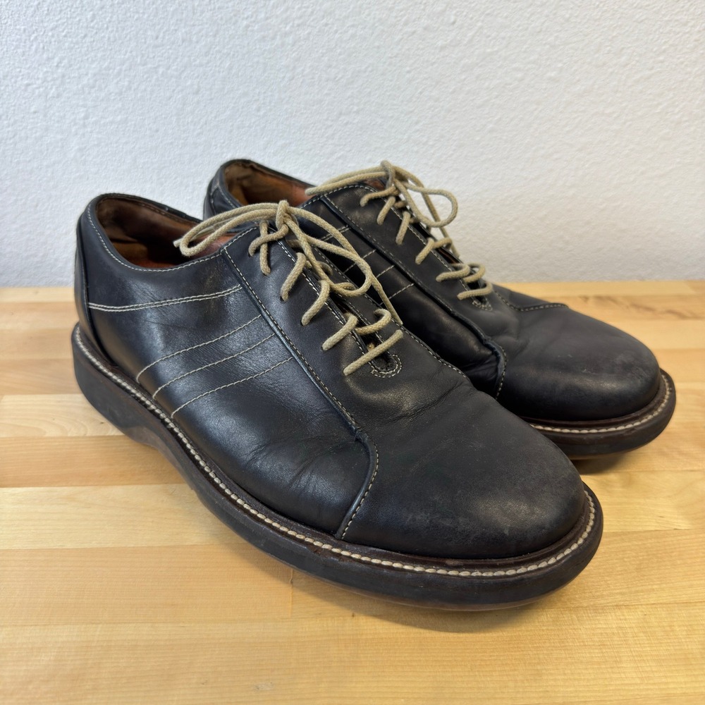 Johnston & Murphy Mens Black Leather Oxford Dress Shoes‎ Made in Italy Size 9 M